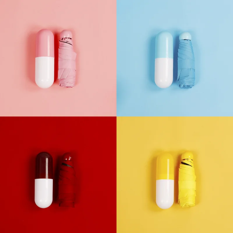 Мини капсульный Карманный Зонт для девочек водонепроницаемый портативный с