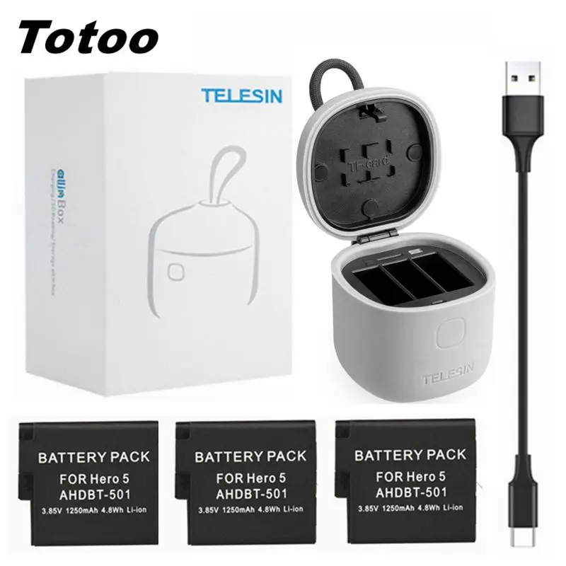 USB 3,0 кард-ридер и аккумулятор и 3 порта зарядное устройство+ 3 шт 1250 мАч батарея для GoPro Hero 5 6 Hero 7 8 черный аксессуар