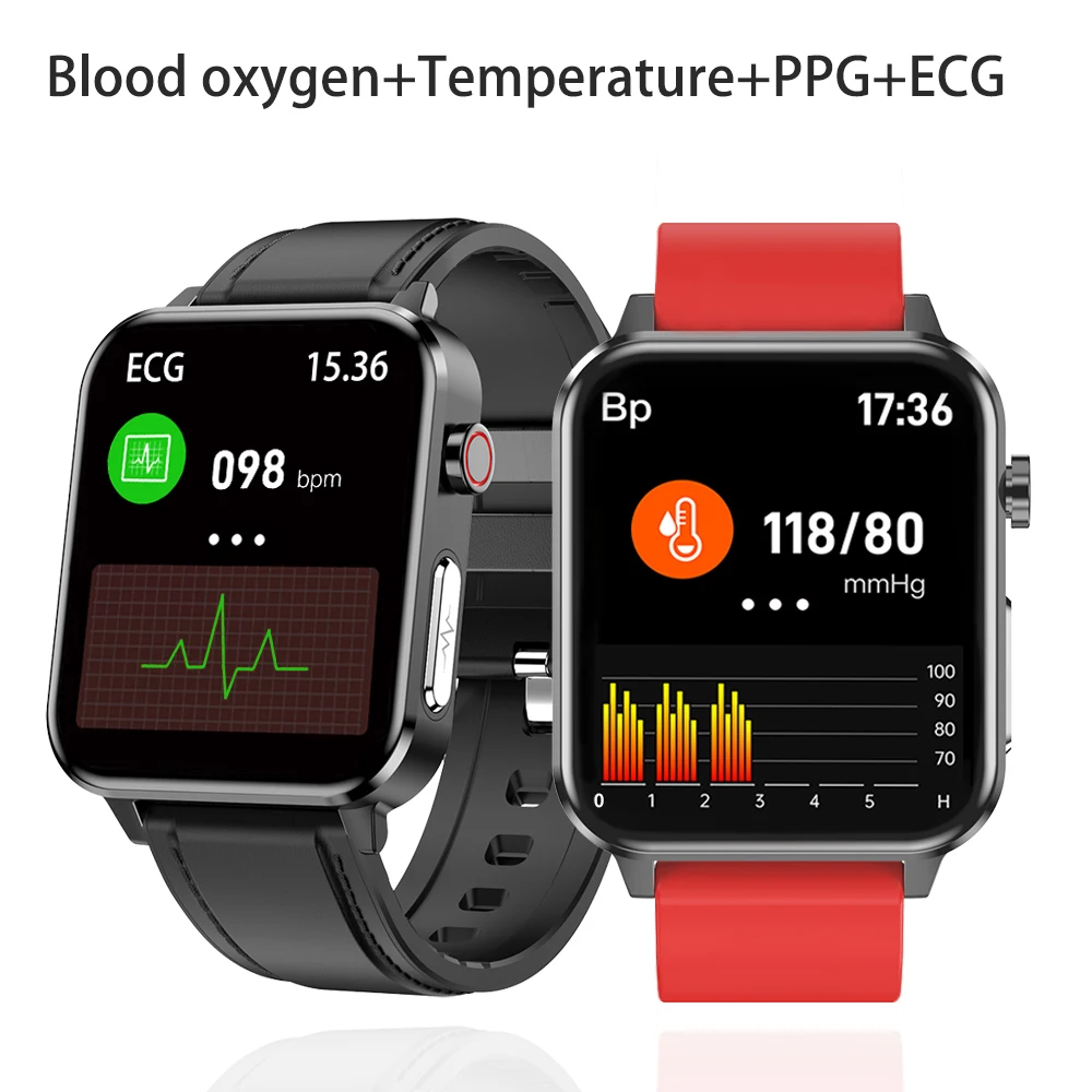 

ECG Smart Watch Men Women Digital Wristwatches 1.7 Inch Blood Pressure Oxygen Body Temperature E86 Smartwatch for Android Ios