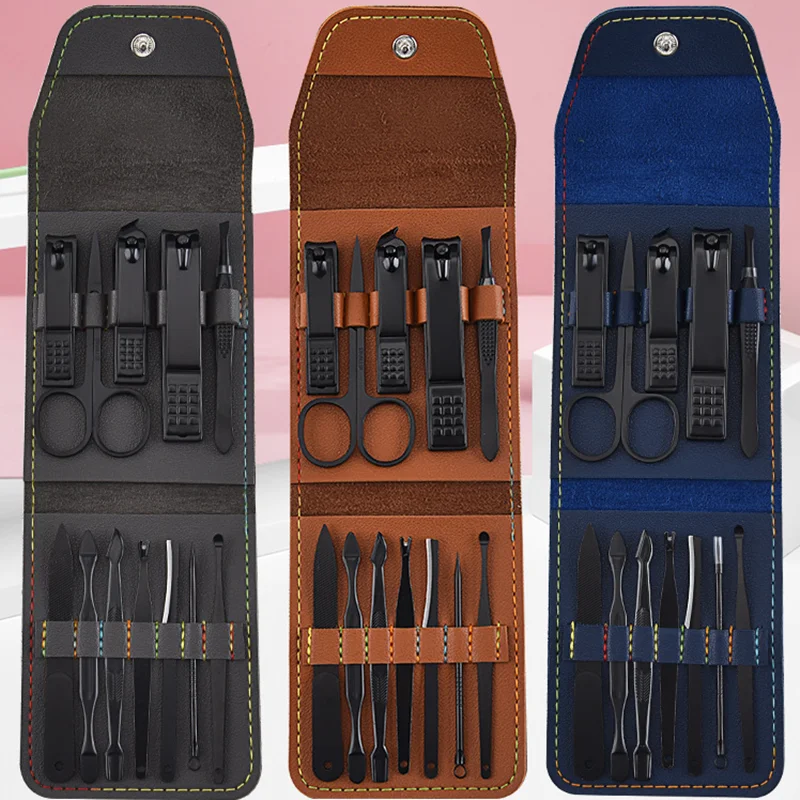 

12pcs/set of manicure knife beauty clippers manicure tool set stainless steel blackened nail clippers nail clippers