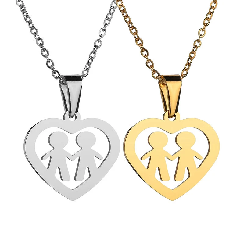 Ожерелье из нержавеющей стали с кулоном Love Heart для детей ожерелье мамы дочери