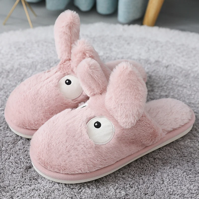 

Home Woman Slippers Animal Big Eyes Designer Slippers Lovely Fur Living Winter Slippers Non-slip Soft Unisex Slippers Shoes