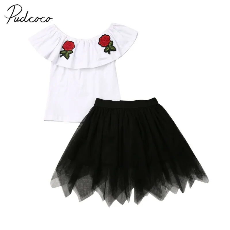 2019 Детская летняя одежда 2 шт. детская для маленьких девочек топы с открытыми