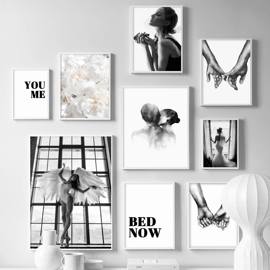

Fashion Model Angle Peony Lover Hug Hand Wall Art Canvas Painting Nordic Posters And Prints Wall Picture For Living Room Decor