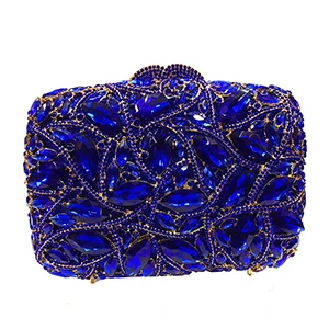 Blue XIYUAN, вечерняя сумочка-клатч с золотыми металлическими кристаллами, Синие стразы, бриллианты, женские вечерние сумочки, модные клатчи на каждый день, сумки через плечо - Цвет: Blue