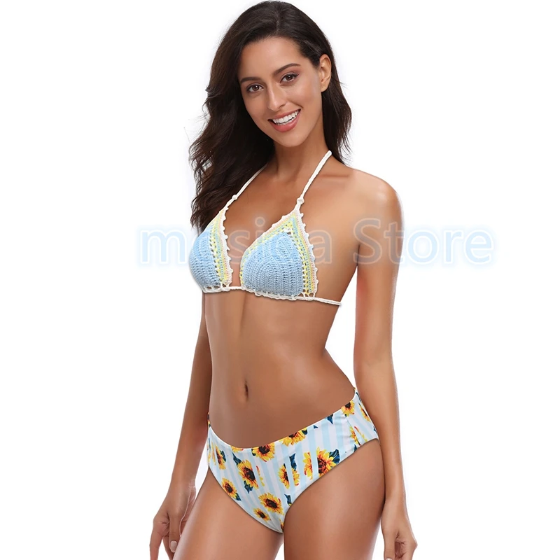 

100PCS 2021 new swimwear hand-crocheted knitted bikini