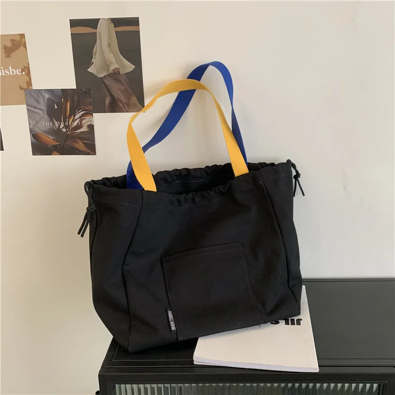 

Shopper Bags For Women Casual Large Capacity Totes Ladies Simple Fashion Solid Canvas Shopping Female Top Handle Women's Bag