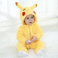 hot kawaii baby winter yellow pajamas long sleeve cute anime rompers hooded for boys girls fantasia warm cotton jumpsuit clothes