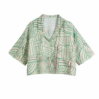 bm ur hm za womens 2021 summer new fashion temperament suit collar linen pajama style shirt casual short sleeve short top