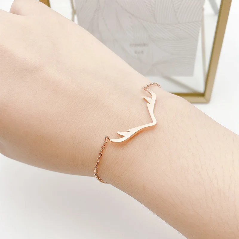 Минималистские регулируемые браслеты из нержавеющей стали с оленем и для женщин