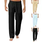 Штаны Для Йоги со шнуровкой и средней посадкой, мужские однотонные брюки с широкими штанинами, брюки для спорта