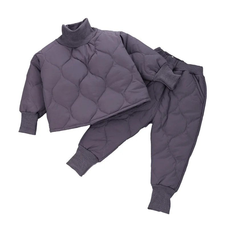 darkgrey Комплект одежды для маленьких мальчиков, детский домашний костюм зимний теплый комплект одежды для девочек, топ+ штаны Детский комплект из 2 предметов зеленый, серый - Цвет: darkgrey