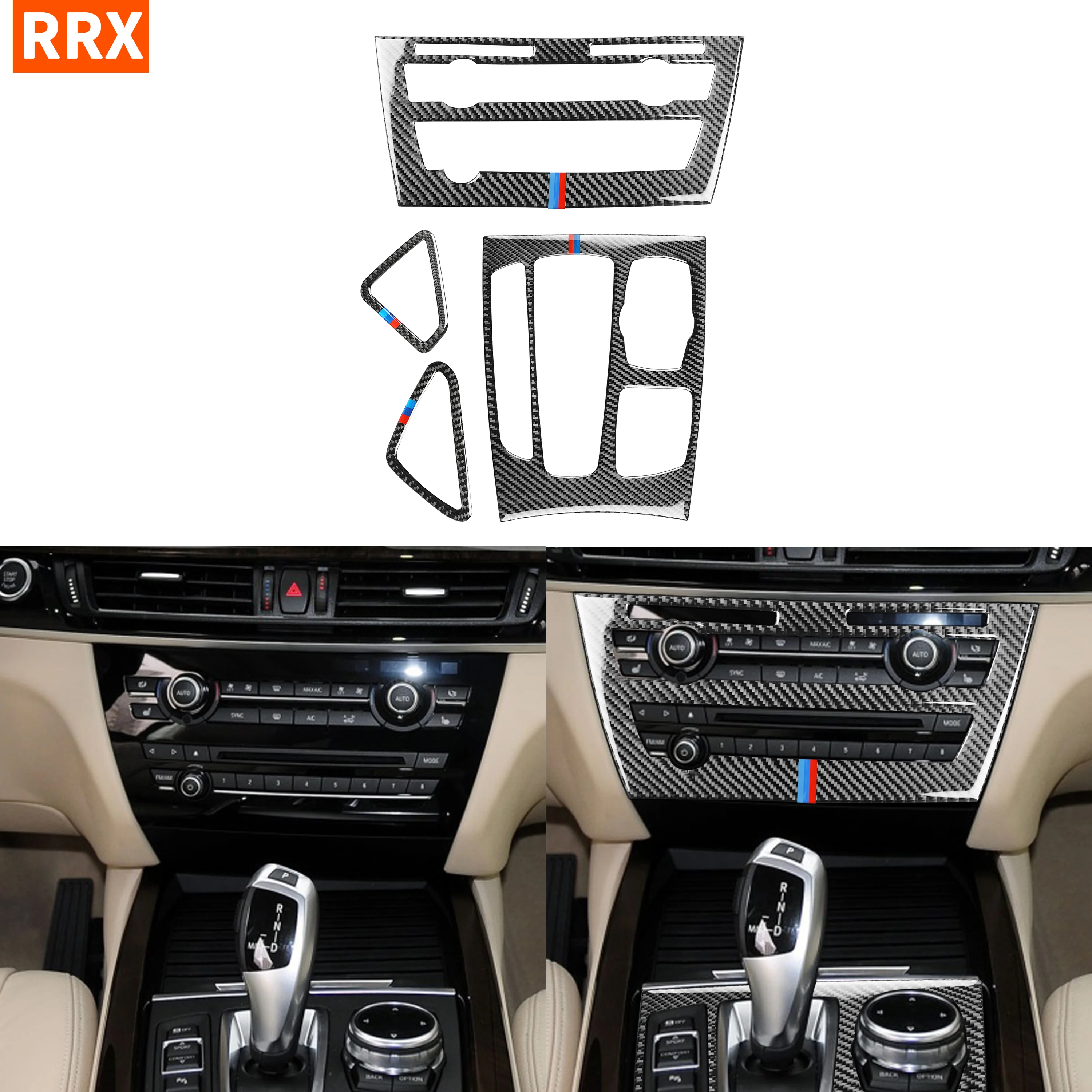 

For BMW X5 X6 F15 F16 2014-2018 Carbon Fiber Car Accessories Gear Box Surround Radio Panel Air Outlet Vent Cover Sticker Set
