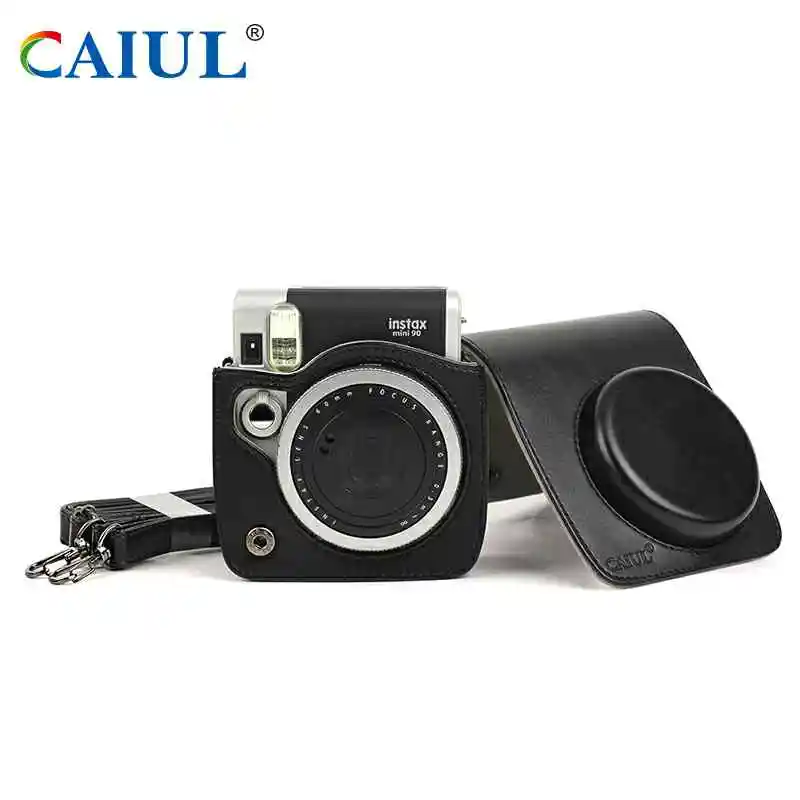 Чехол CAIUL из искусственной кожи для камеры Дорожный Fujifilm Instax Mini 90 с регулируемым