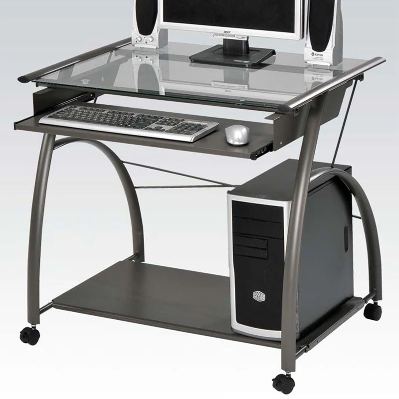 

Gaming Desk Computer Table PC Desk Gamer Tables Workstation Computer Desk In Pewter With Keyboard Frame Main Frame