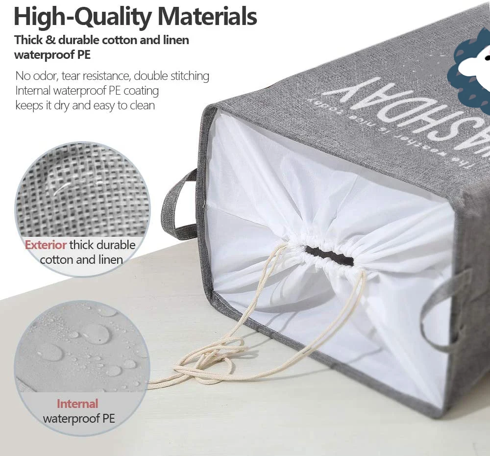 

New Large Laundry Basket 75L Foldable Laundry Hamper with Drawstring Cover Water-Proof Dust-Proof Linen Clothes Storage Basket