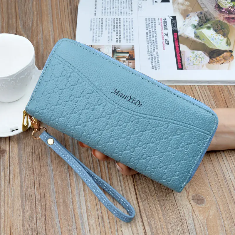 2 blue Женский клатч, кошельки,, Дамский кошелек на двойной молнии, большой емкости, Женский Длинный кошелек, модный кошелек для денег, сумка для телефона LSH514 - Цвет: 2 blue