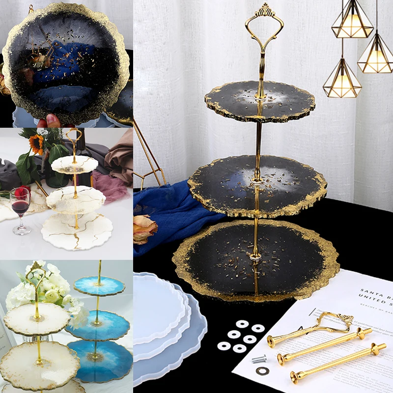 3 Layers Transparent Silicone Mould Dried Flower Resin Decorative Craft DIY Fruit Tray Champagne Rack Mold Epoxy Resin Molds