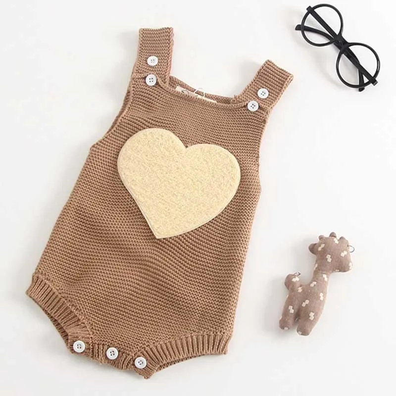 Spring Mom Daughter Family Clothes Long Sleeve Knitwear Sweater Pullover Autumn Winter Top Baby Girl Sweet Love Cotton Jumpsuit - Цвет: Brown