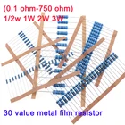 Комплект металлопленочных резисторов 12 Вт 1 Вт 2 Вт 3 Вт, 30 значений (0,1 Ом-750 Ом), комплект окрашенного кольца сопротивления 1% 27R 270R 7.5R 75R