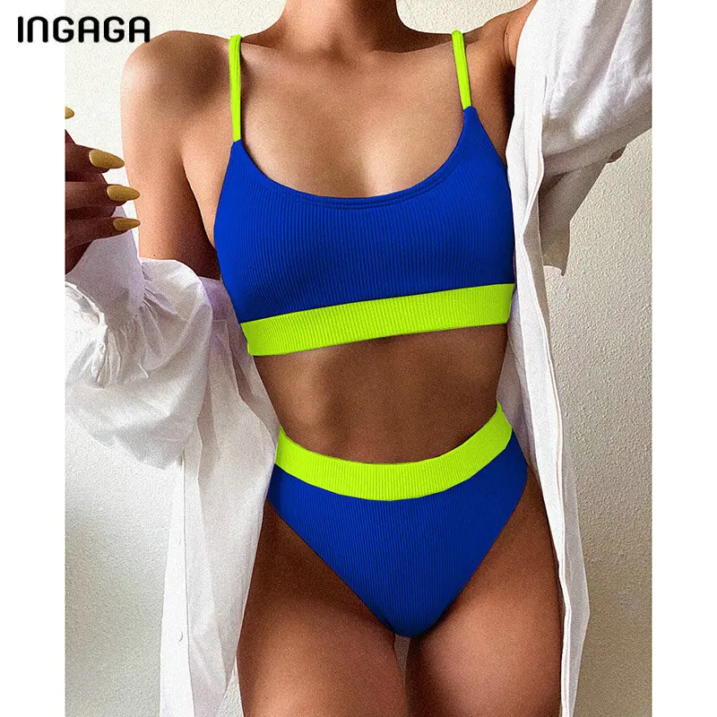 

High Waist Bikini Ladies Push Up Swimwear Ribbed Ribbon Swimsuit Bikini Brazilian Bikini 2021 New Beachwear
