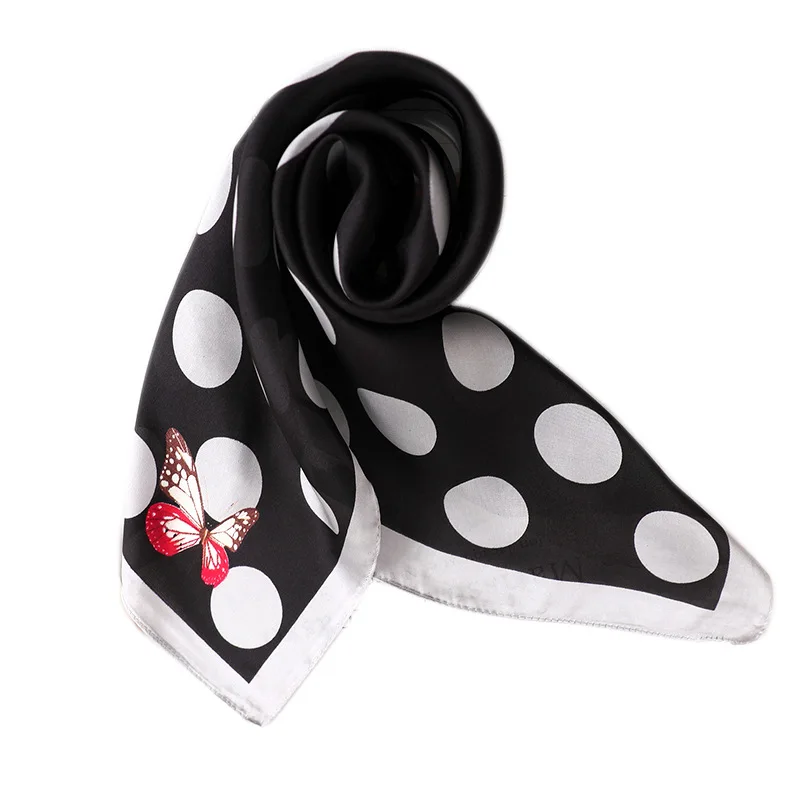 

Fashion Girl Kerchief New Silk Feeling Small Square Scarfs 70cm X 70cm Big Dot Design Neck Accessories