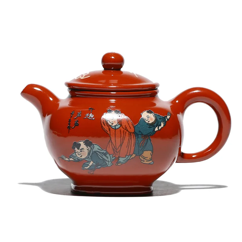 

Small size purple clay enamel Ruyi teapot handmade teapot Teapot Tea Set Gift