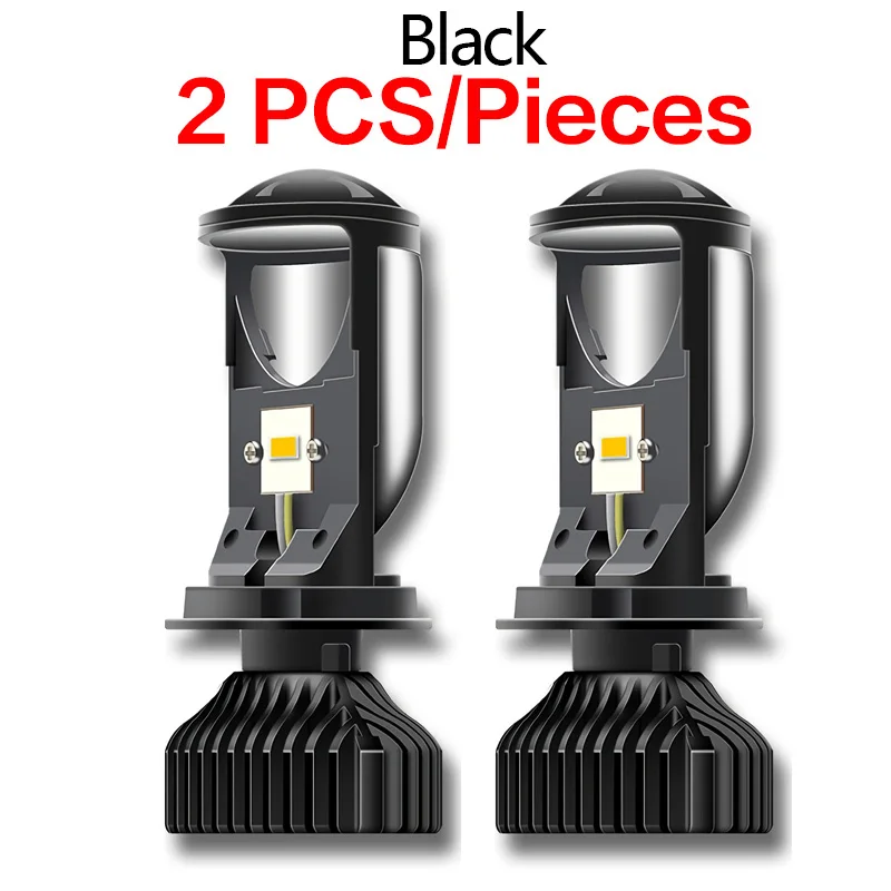 black 2pcs AILEO Canbus 90 Вт/пара лампа H4 светодиодный мини-проектор Объектив Automobles лампа 20000LM конверсионный комплект Hi/Lo луч фары 12V24V RHD LHD - Испускаемый цвет: black 2pcs