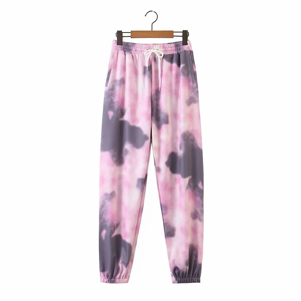 

women's casual sports loose harem pants autumn fashion tie-dye print trousers for ladies comfortable home bottoms elastic waist
