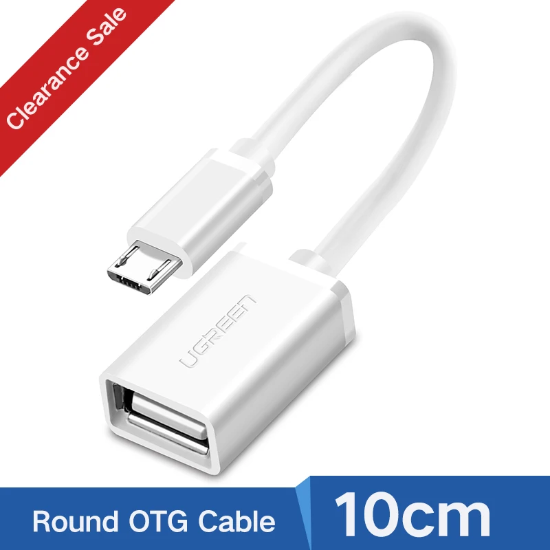 White Round Ugreen Micro USB OTG кабель адаптер для Xiaomi Redmi Note 5 Micro USB разъем для samsung S6 планшет Android USB 2,0 OTG адаптер - Цвет: White Round