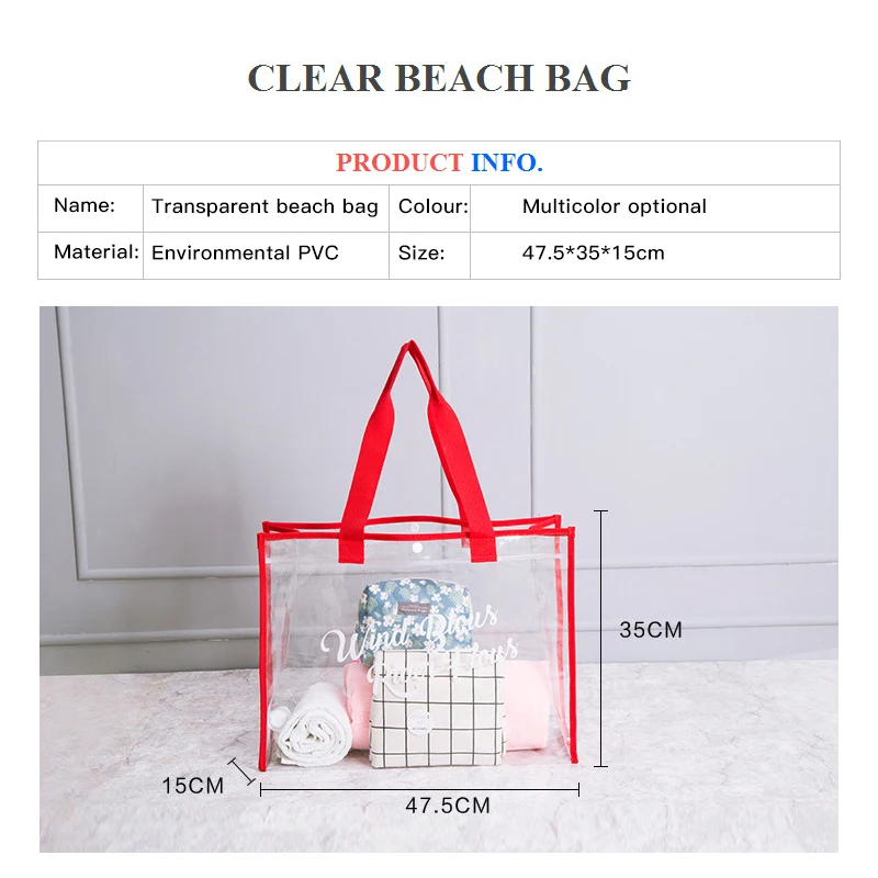 Transparent Waterproof Storage Beach Bag Travel Duffle Swimming Diving Handle Bag Fitness Wet Dry Bathing Shower Shoulder Bag