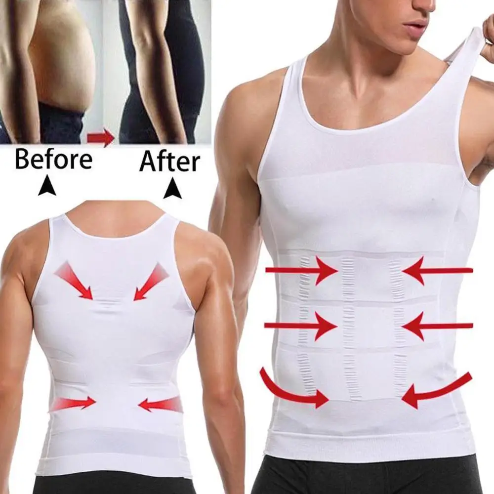 

HOT Sexy Men's Slim Body Tummy Belly Fatty Vest T Shirt Corset Size wear Plus Underwear Shape B9M3