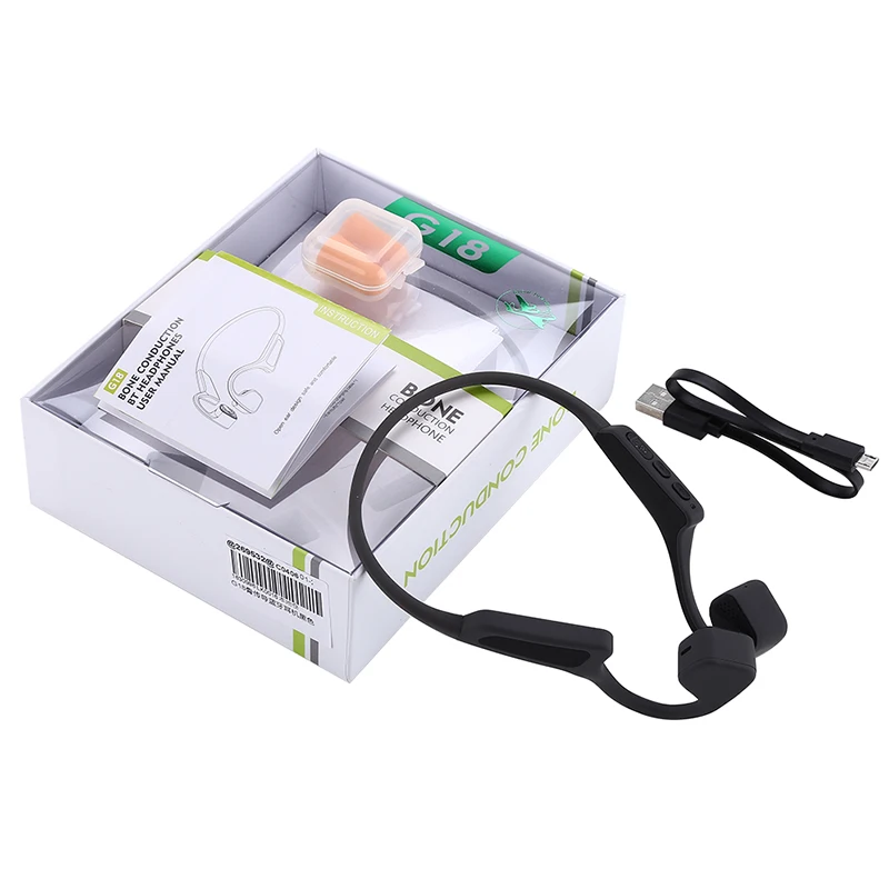 

G18 Black Portable Ear Hook Bone Conduction Headset Sports Wireless Bluetooth Neckband Earphones 5.0