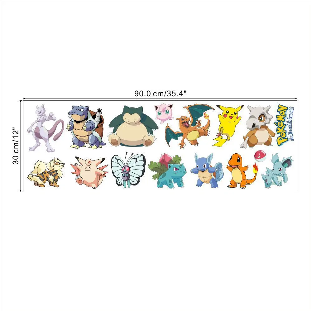 Cartoon 3D Pokemon Pikachu Movable Wall Sticker Decal Nursery Home Bedroom Living Room Mural Art Deco Anime Figure Waterproof | Игрушки и