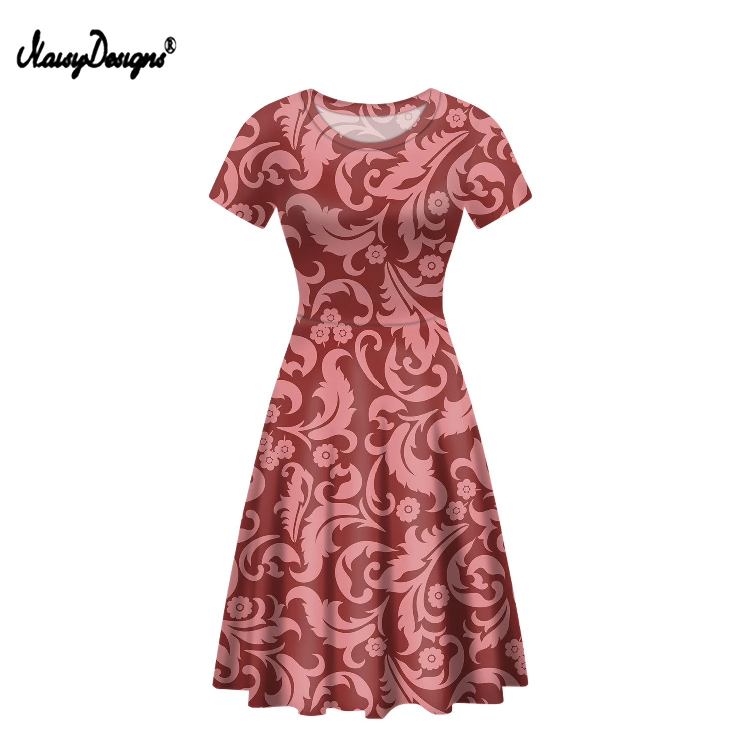 

NOISYDESIGNS Luxury Dresses For Women Casual Plus Size Clothing Fashion Printed Pink Women Long Dreeses Wholesales Dropshipping