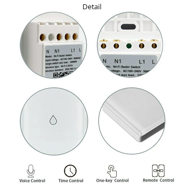 

86mm WiFi Smart Boiler Switch Remote Control Timing Smart Water Heater Switch Compatiable for Alexa/Amazon ECHO/Google Home