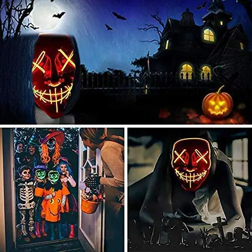 Маска для Хэллоуина маска светодиодная страшная ужаса подсветка вечеринки | Дом