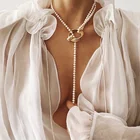 AOMU, винтажные жемчужные ожерелья для женщин, модное многослойное ожерелье с узлом и жемчужной цепочкой, новинка 2022, монета, крест, колье, ювелирные изделия