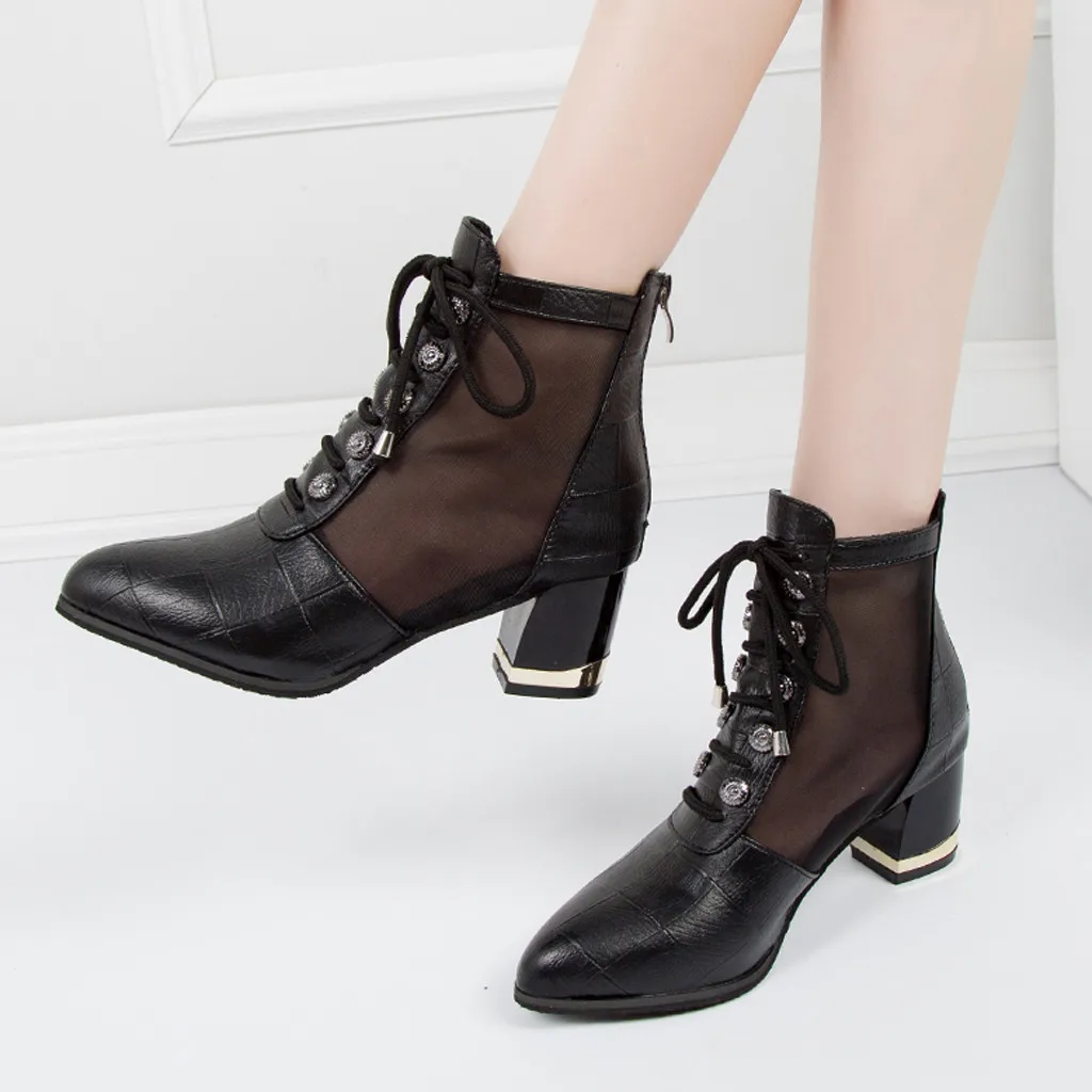 YOUYEDIAN/2019 прозрачная обувь женские ботильоны на шнуровке сезон осень зима черные