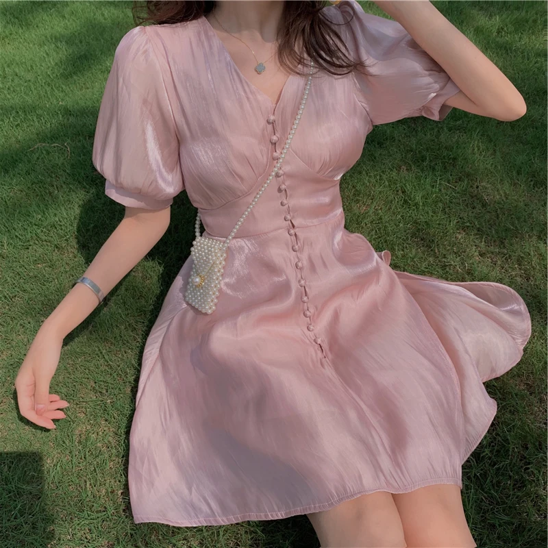 

2021 New Fairy Flesh Beautiful Dresses Woman Summer Sexy Club Party Night Wear Date Girls Lolita Sweet Cute Mini Dress Pink