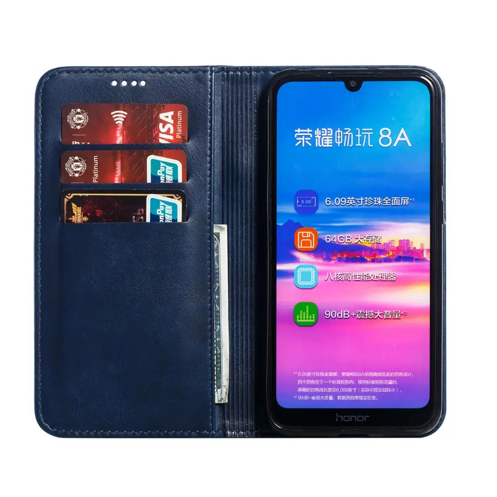 

MaikcQ Strong Magnetic Leather Wallet Flip Card Slots Business Phone Case For Huawei Y5 Y7 Y7 Pro Y7 Prime 2018 Y6 Y9 2019 Etc.