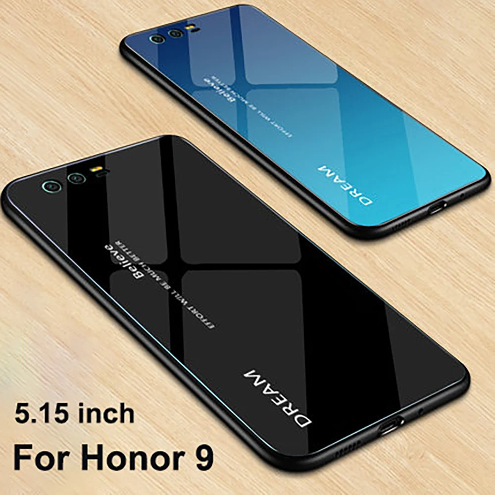 Противоударный чехол для Huawei Honor 9 с закаленным стеклом задняя крышка телефона