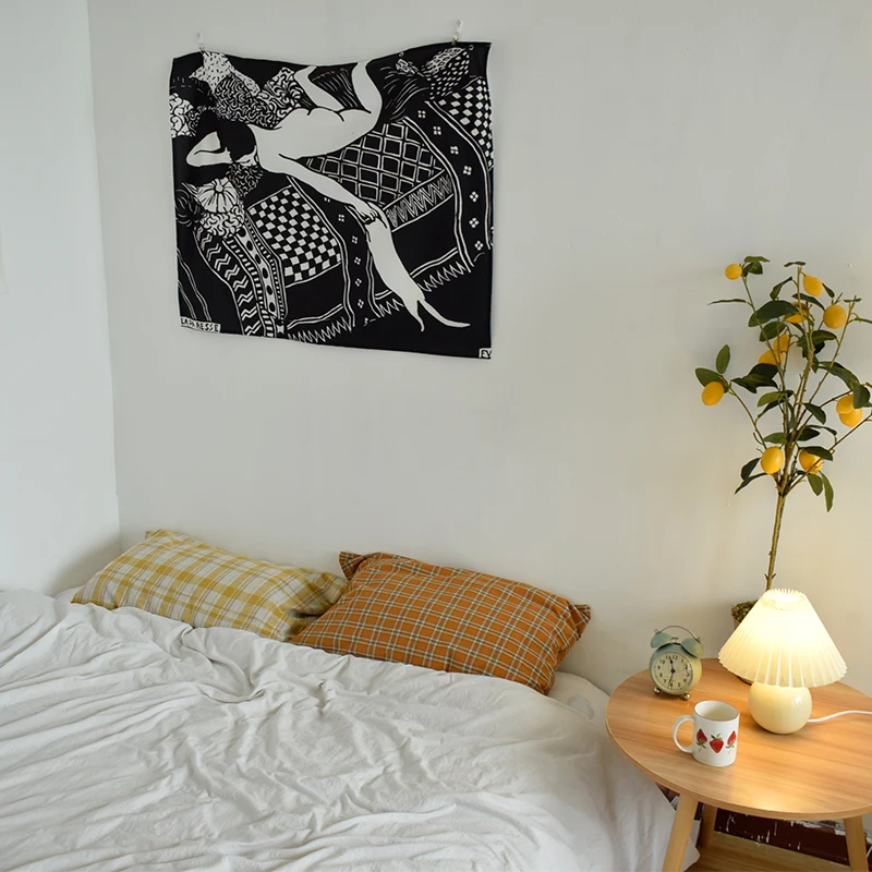 

Funny cat woman art painting wall covering background wall hanging cloth room decoration bedroom bedside tapestry