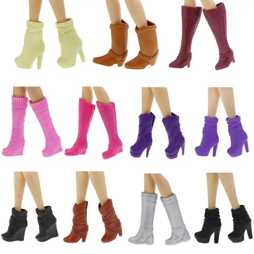 

Random 20 Pairs Lady High Quality Fashion Boots Flats High Heel Sandals Dinner Party Clothes Accessories Shoes for Barbie Doll