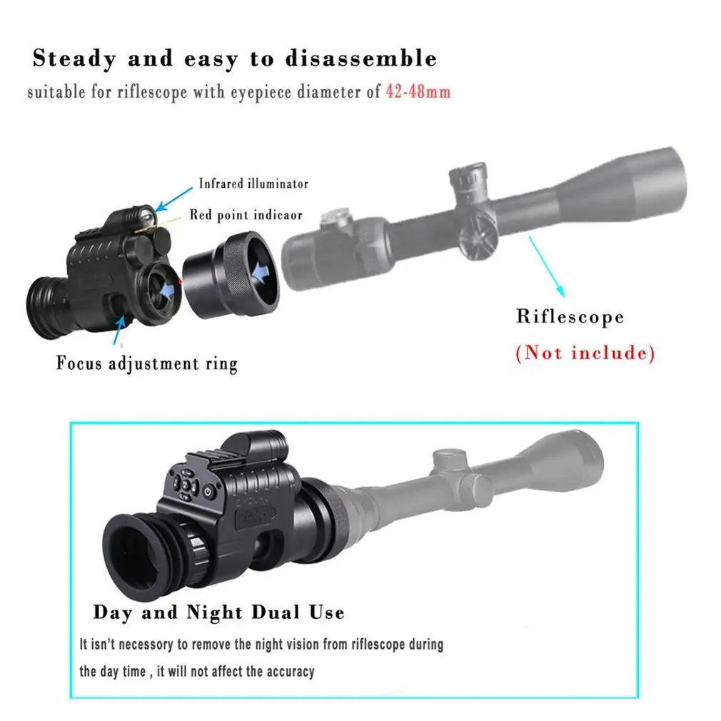 200m Range Digital Hunting Night Vision Rifle Scope Monocular Optic IR Sight Camera Multi-Imaging mode & Language | Спорт и