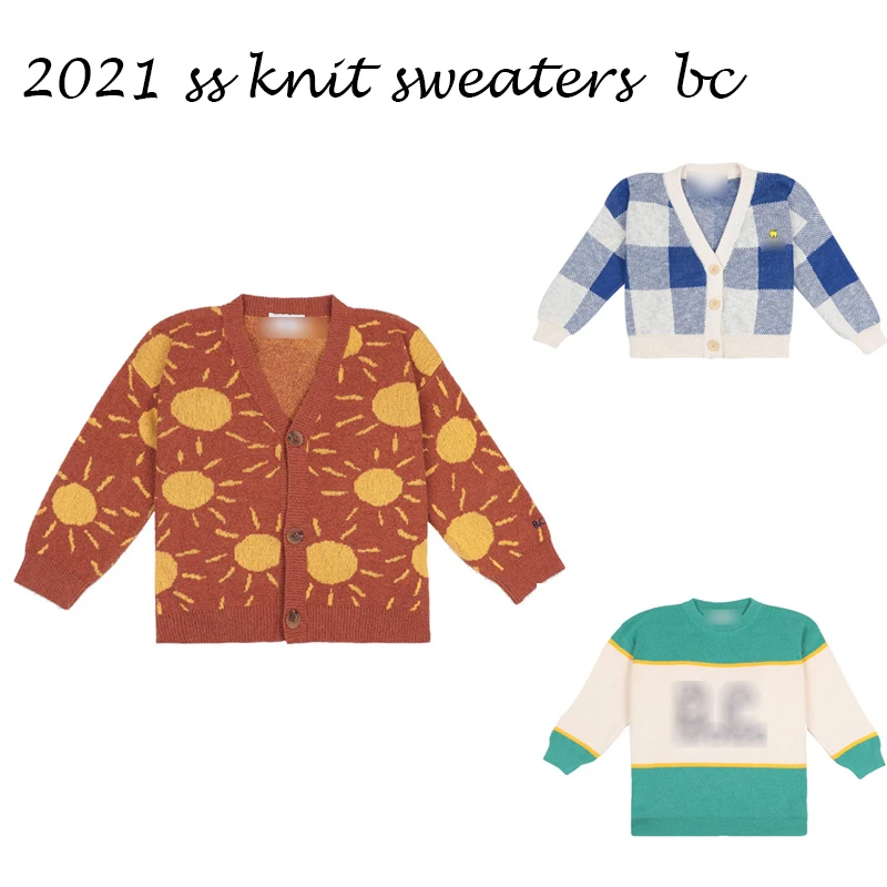 

2021 New Spring bc Brand Kids Sweaters for Boys Girls Fashion Print Knit Cardigan Baby Child Cotton Outwear Clothes TAO