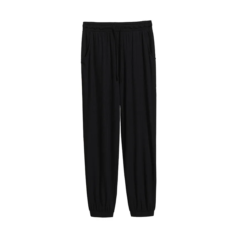 

Women's Plus Size Bottoms 2021 Summer Loose-fitting Ice Silk Casual Pockets Lacing Soft Long Pants for Women 4xl 5xl 6xl