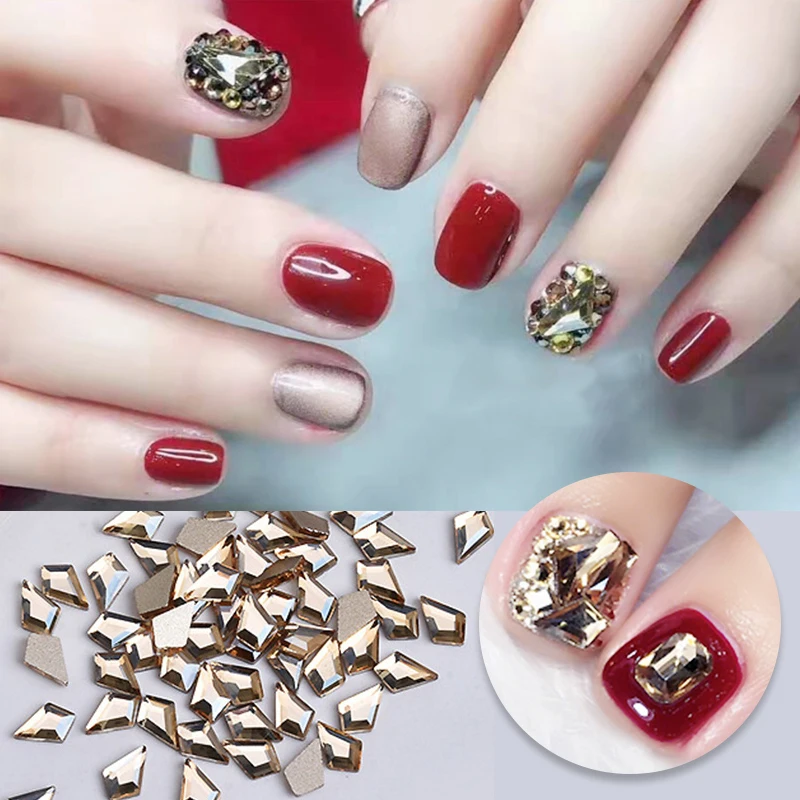 1 коробка цвета шампанского ноготь носорог смешанные размеры плоский задник