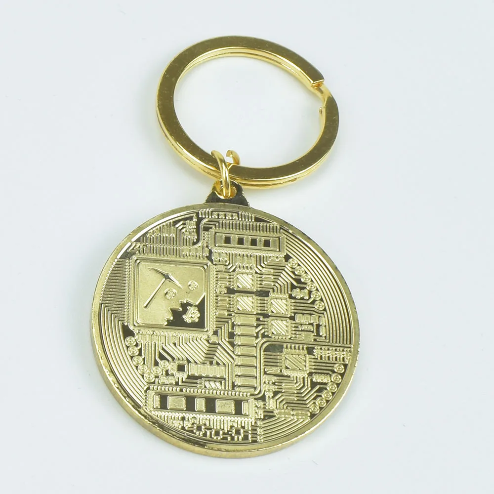 Чистый покрыто золотом серебром Биткойн брелок Бит монета Коллекционная