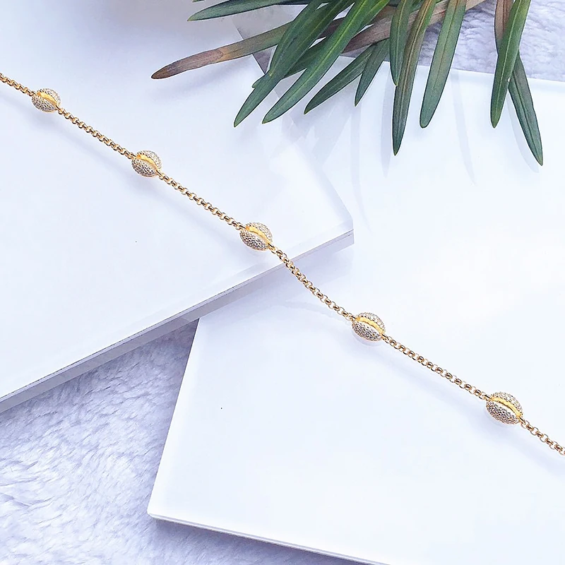 Ножной браслет в виде кофейных зерен 925 Чистое серебро микро инкрустированные